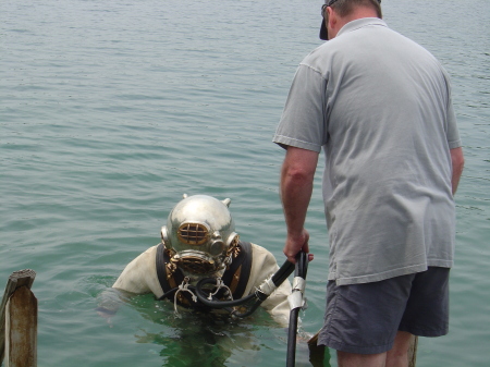 Getting ready to go into the water