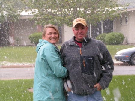 Lilla and Brandon- snow in TX