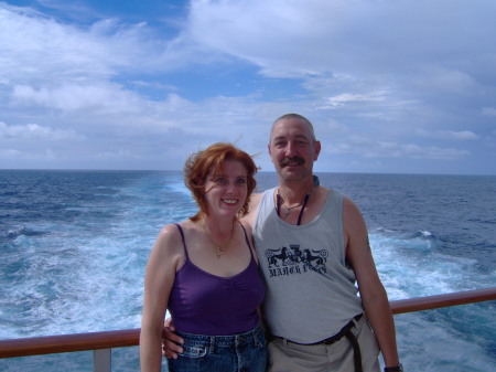 Beautiful wife and I on a cruise