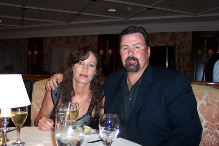 My husband and I at dinner on the Tahitian Cruise Ship