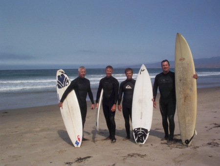 surfing with the bros Aug 2007- L to R , jerry & jim lathrop, james taylor, myself