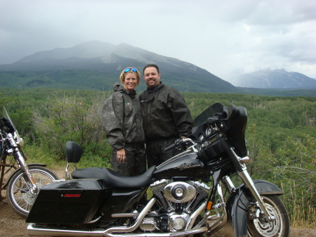 Riding our motorcycle in Colorado!