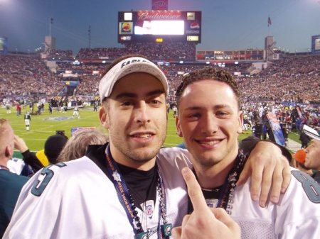 My son Seth and dear friend Mike at Superbowl
