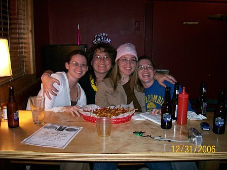 My sisters and I at Oties on New Years Eve 2006