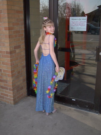 Ashley going in to a dance in middle school.