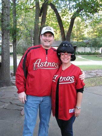 Pre-World Series Game One 2005 (and me 7 months pregnant with the groovy wig!)