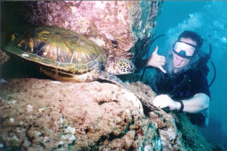 Scuba Steve in Hawaii, & friend