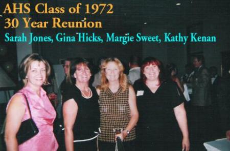 my wife kathy with the red hair  last on the right and friends