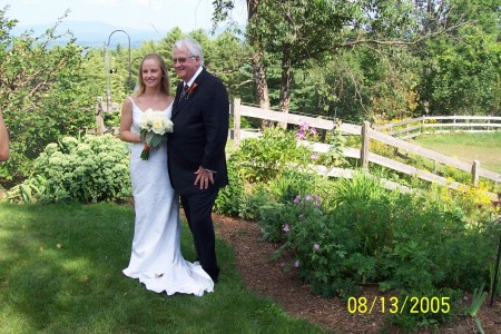 My husband, Ed, and daughter Monica (25), at her wedding.