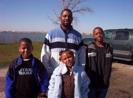 My husband of 17 years, Joe Eddins (class of '85 Dorsey Dons) and our children at  Lake Ray Hubbard.  TX 2006