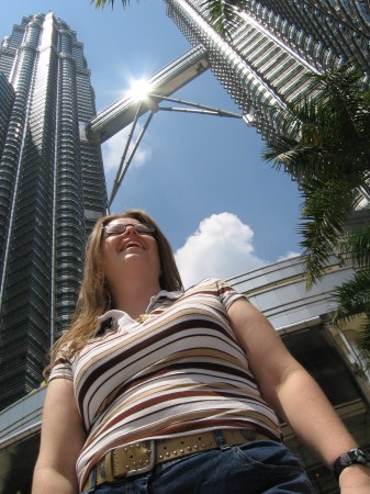 Lisa at the Petrona Towers in Kuala Lumpur, Malaysia