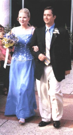 My husband Rich and me at my brother's wedding (pre-babies -- haha)