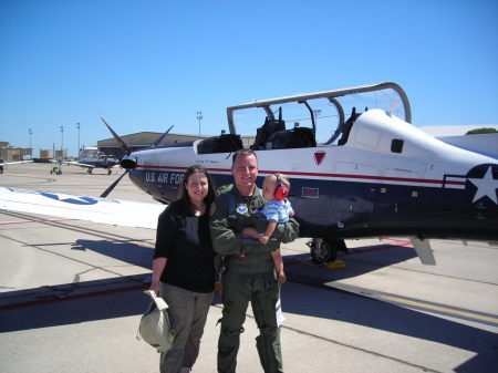 Daughter Kinsey, husband Mike, baby Will (Flight School Del Rio)