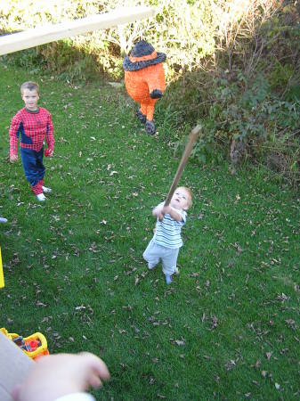 Little man with a big stick.