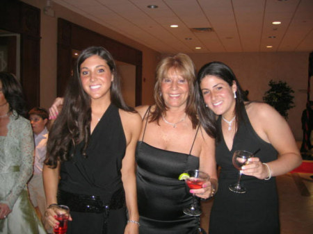 Elaine and her daughters at a  Bar Mitzvah in 5-06. Dont't worry their drinks are virgin!