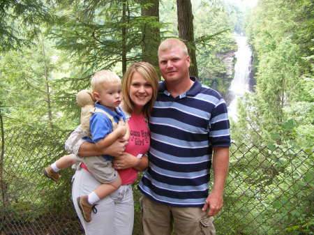 Me, Hubby and Gavin in front of the waterfall