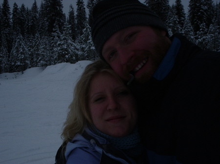 My wife Joslyn and I snowmobiling