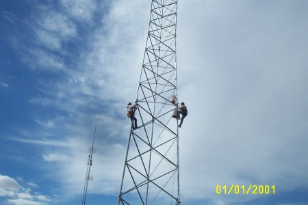 Working on a radio tower