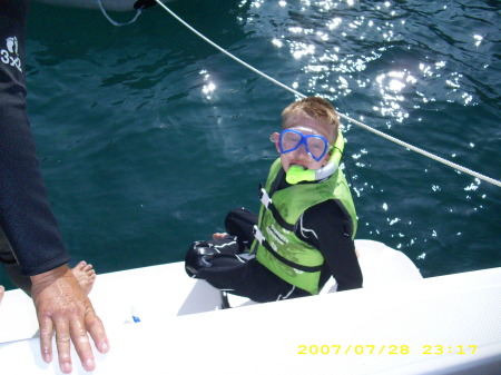 Cole's first time snorkeling-Catalina2007
