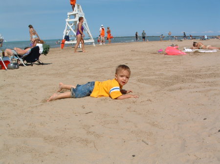 My son at the beach