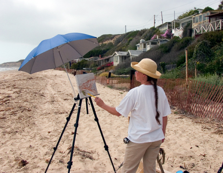 Painting en plein air at Crystal Cove