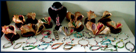 Conch-shell candles & hemp jewelry