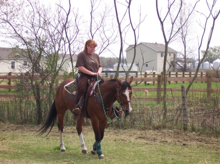 Dawn riding her horse Chance