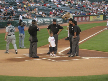 Dillon at the Ranger Game on Home Plate
