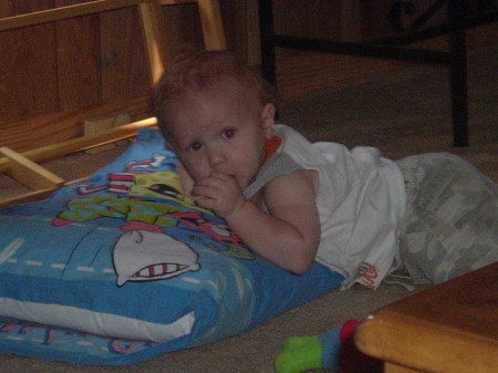 1 yo grandson ready for bed.