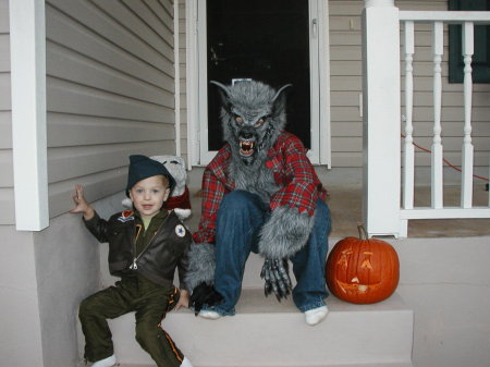 J.C dressed like daddy and Taylor the wolf