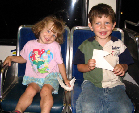 Keenan and Serena on bus July 2004