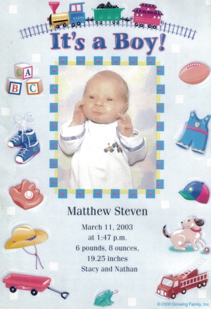 my son Matthew's birth announcment