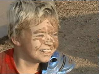 My son, after playin' in the mud.