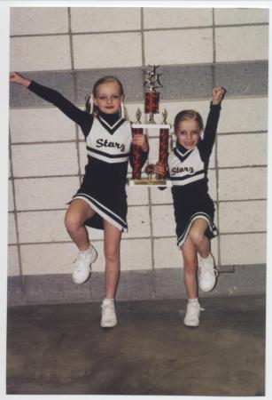 My daughters Jen and Alex at a Cheerleading Competition