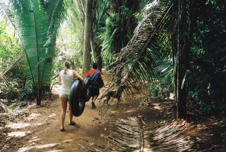 Debra hiking through the Jungle - Belize