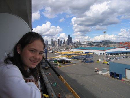 Mara on board as we leave Seattle