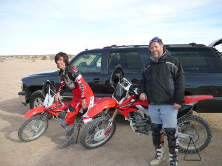 My Son Garrett and I rockin through the desert