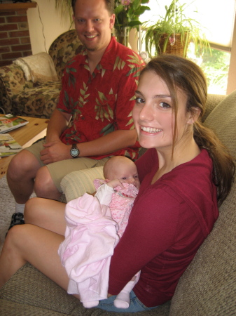 Son Ryan, Daughter Kaitlyn and Ryan's new daughter Claire, being held by her Auntie Kait