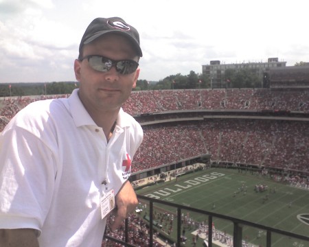 Working at a UGA football game.