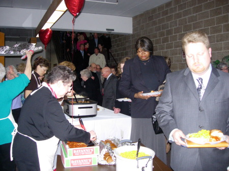 Food line for buffet after funeral