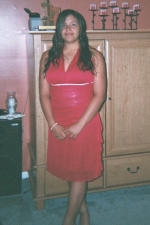 Melina,8th grade dance, after 3 games of softball, 2006