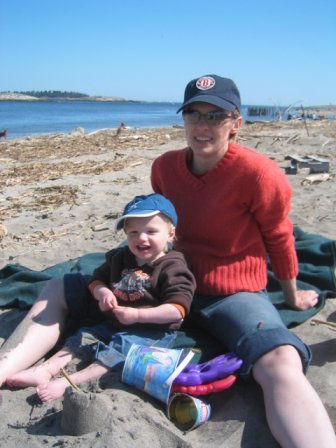 Avery and Shonna at Popham Beach, Maine