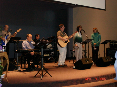 That's me on guitar leading the praise band at church