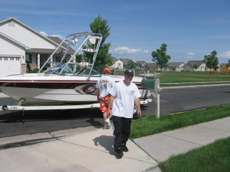 Husband, brother in law and our boat