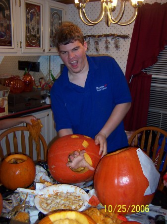 joe carving pumpkins