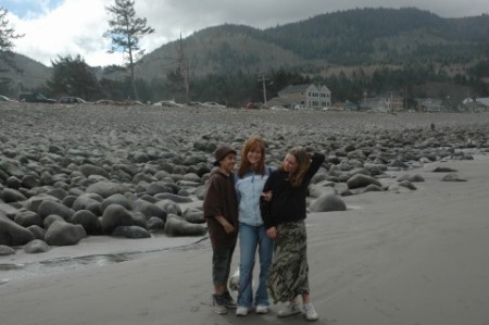 Mom, Nik, Katie and Max at the beach