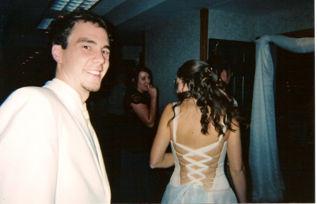 My husband - and the back of my dress