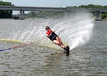 Leslie water skiing at 53
