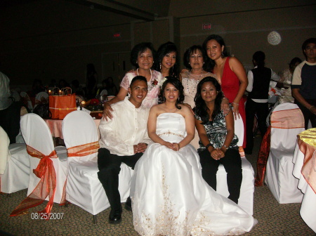 The Bride and Groom (Cecile and Jhun), with the ladies.