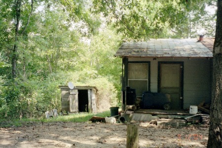 satellite dish on a shack